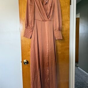 Elegant Orange Long Sleeve Dress